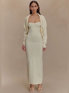 Meshki Kingston Knit Maxi Dress with Bolero - Ivory